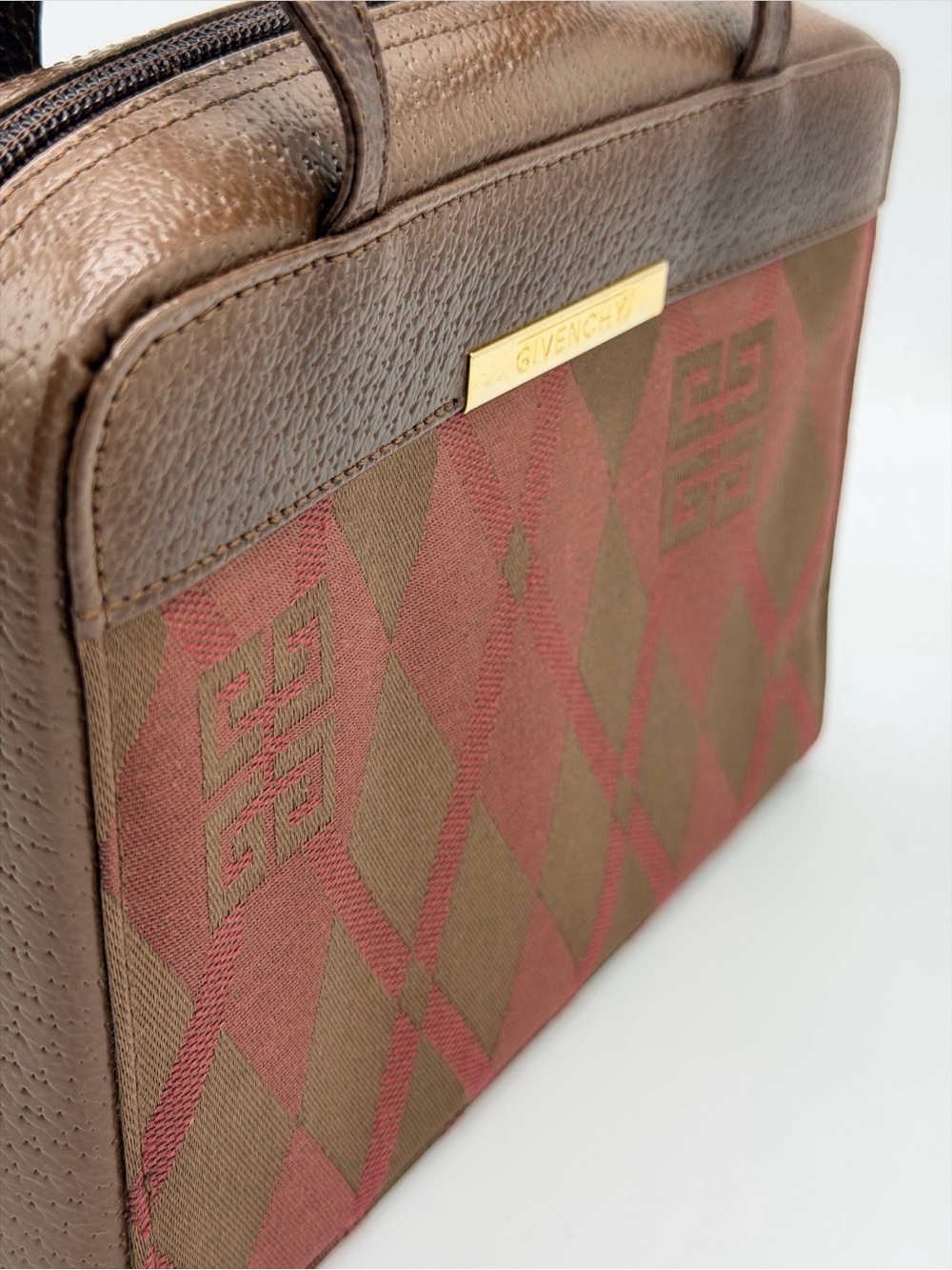 Givenchy Argyle Print Mini Travel Bag Handbag Accessories Toiletry Vintage - Picture 3 of 10